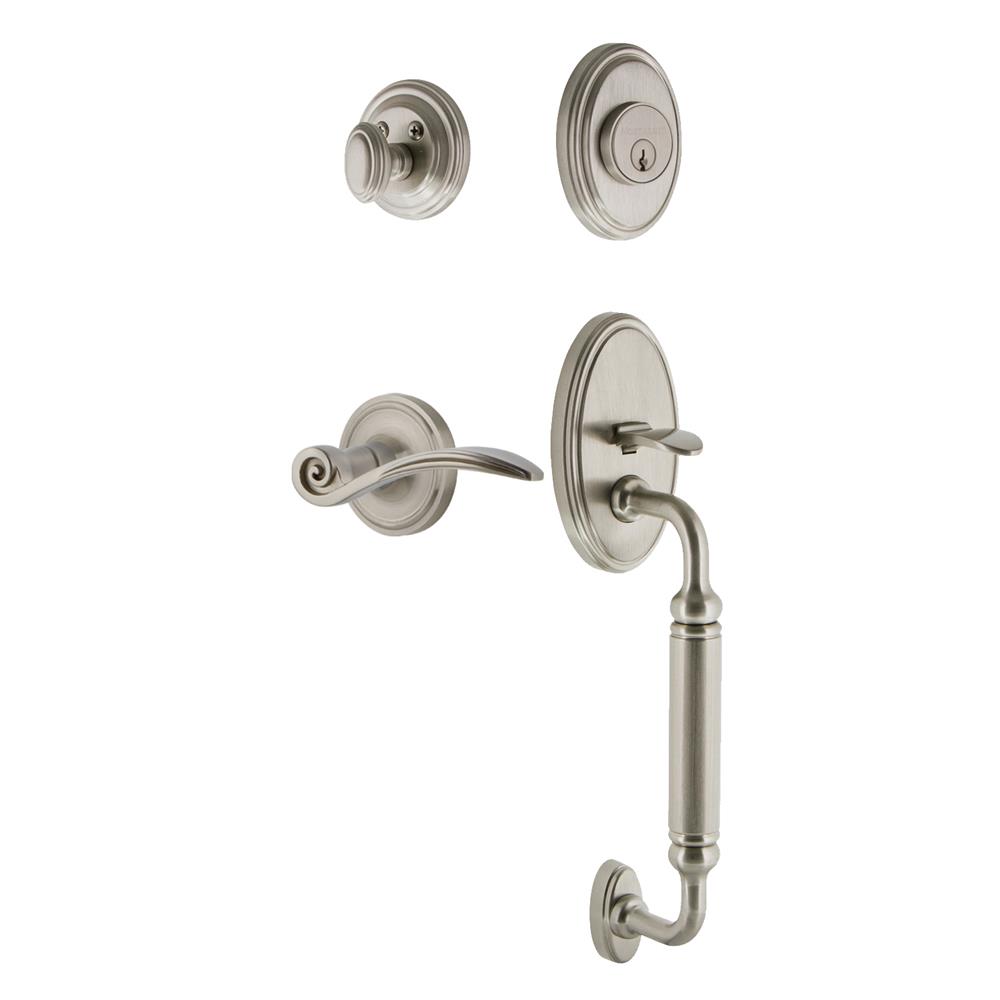 Nostalgic Warehouse CLACGRSWN Classic Plate C Grip Entry Set Swan Lever in Satin Nickel 