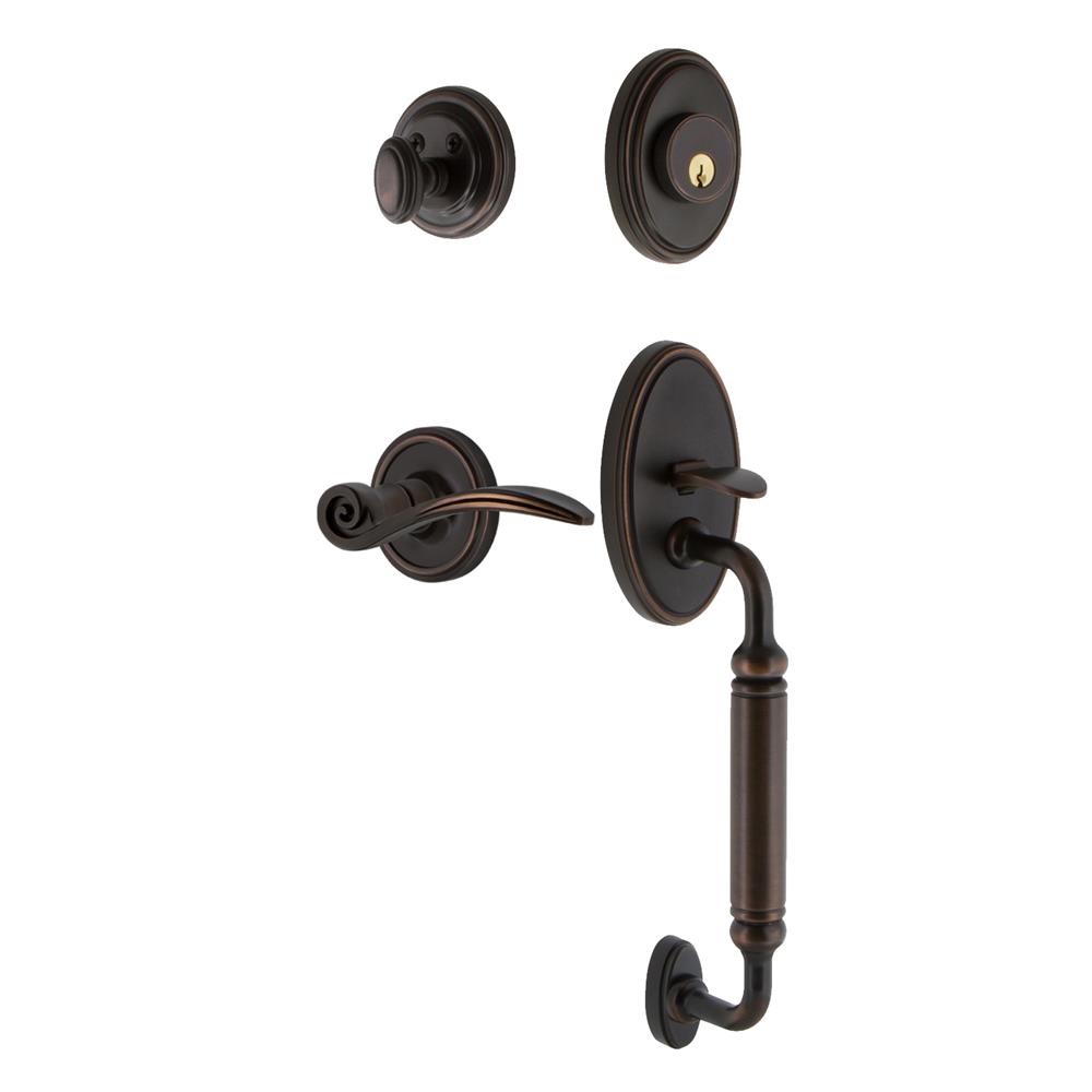 Nostalgic Warehouse CLACGRSWN Classic Plate C Grip Entry Set Swan Lever in Timeless Bronze 