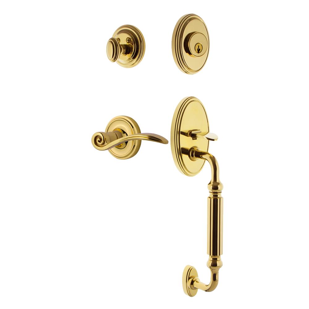 Nostalgic Warehouse CLAFGRSWN Classic Plate F Grip Entry Set Swan Lever in Lifetime Brass 