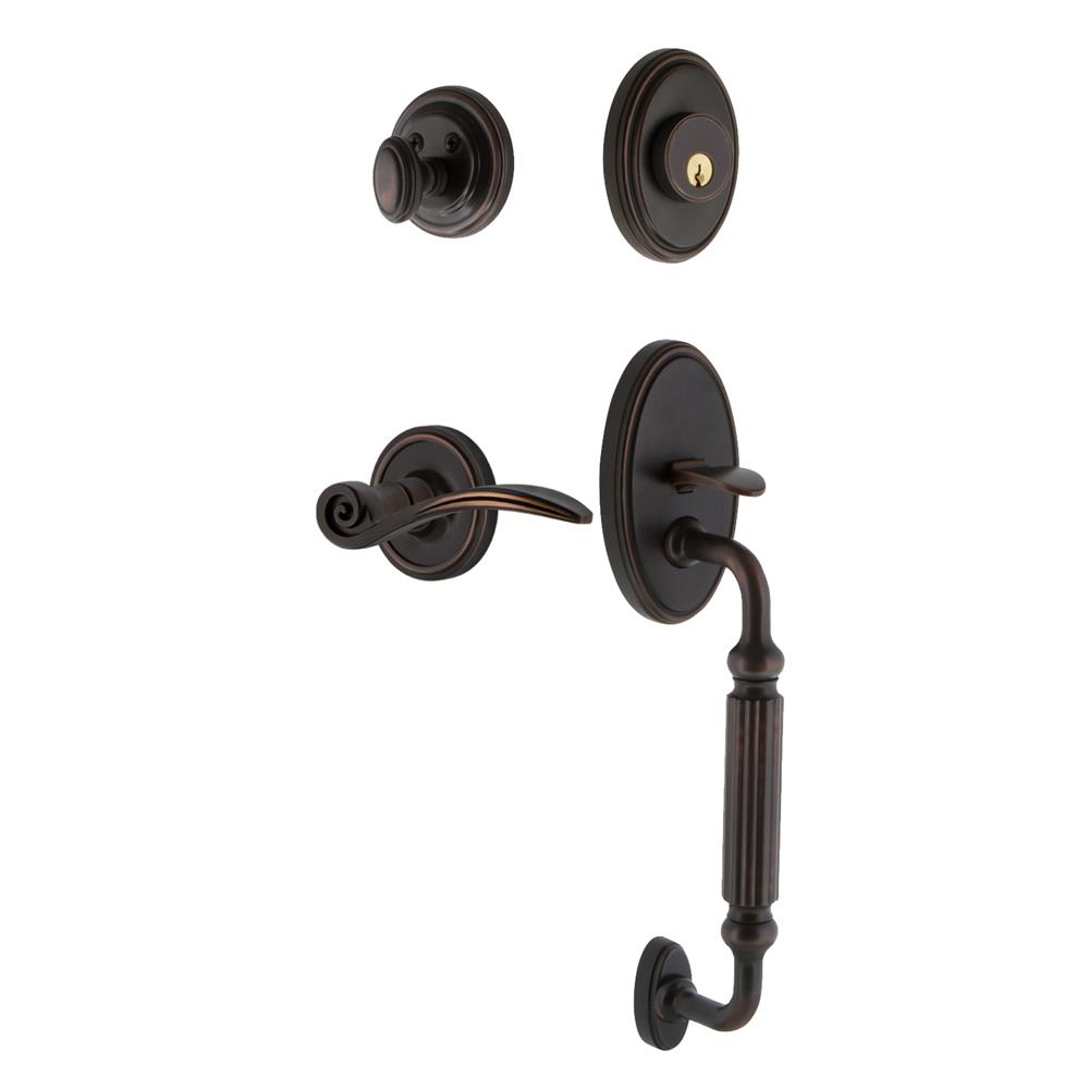 Nostalgic Warehouse CLAFGRSWN Classic Plate F Grip Entry Set Swan Lever in Timeless Bronze 