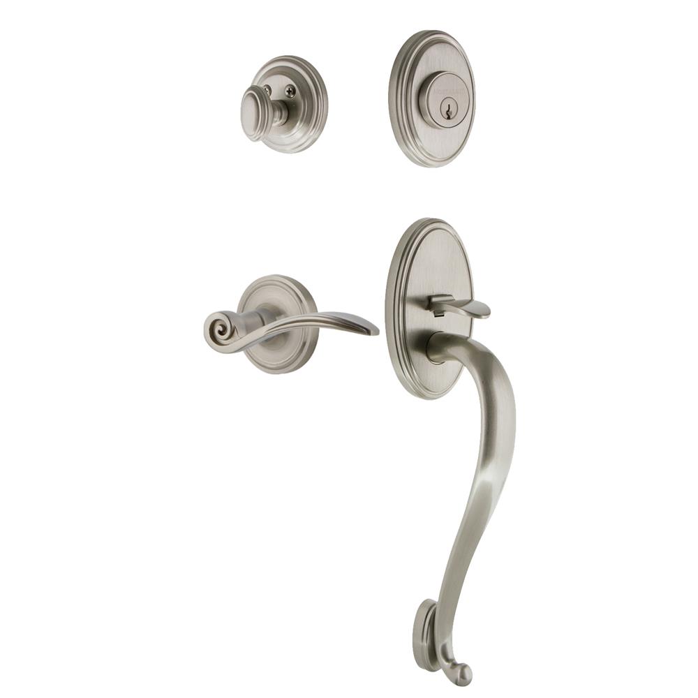 Nostalgic Warehouse CLASGRSWN Classic Plate S Grip Entry Set Swan Lever in Satin Nickel 