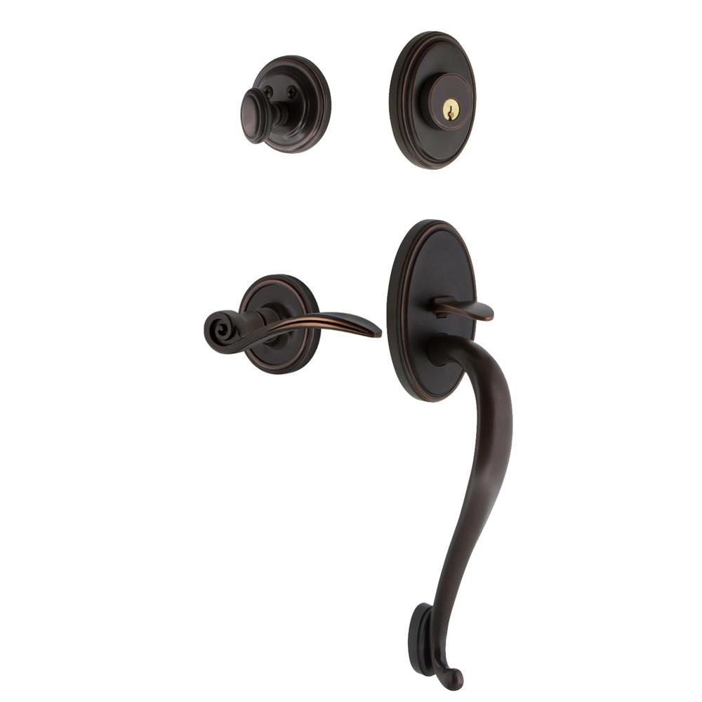 Nostalgic Warehouse CLASGRSWN Classic Plate S Grip Entry Set Swan Lever in Timeless Bronze 