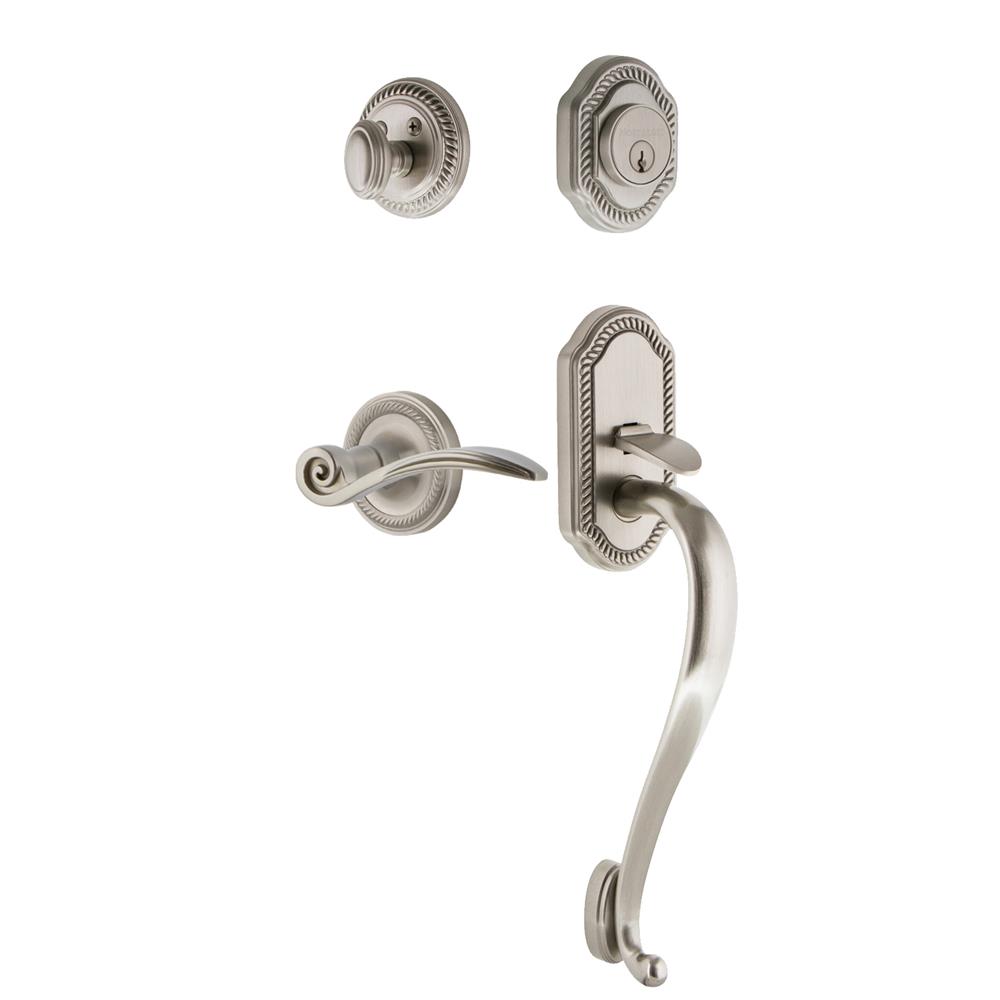 Nostalgic Warehouse ROPSGRSWN Rope Plate S Grip Entry Set Swan Lever in Satin Nickel 