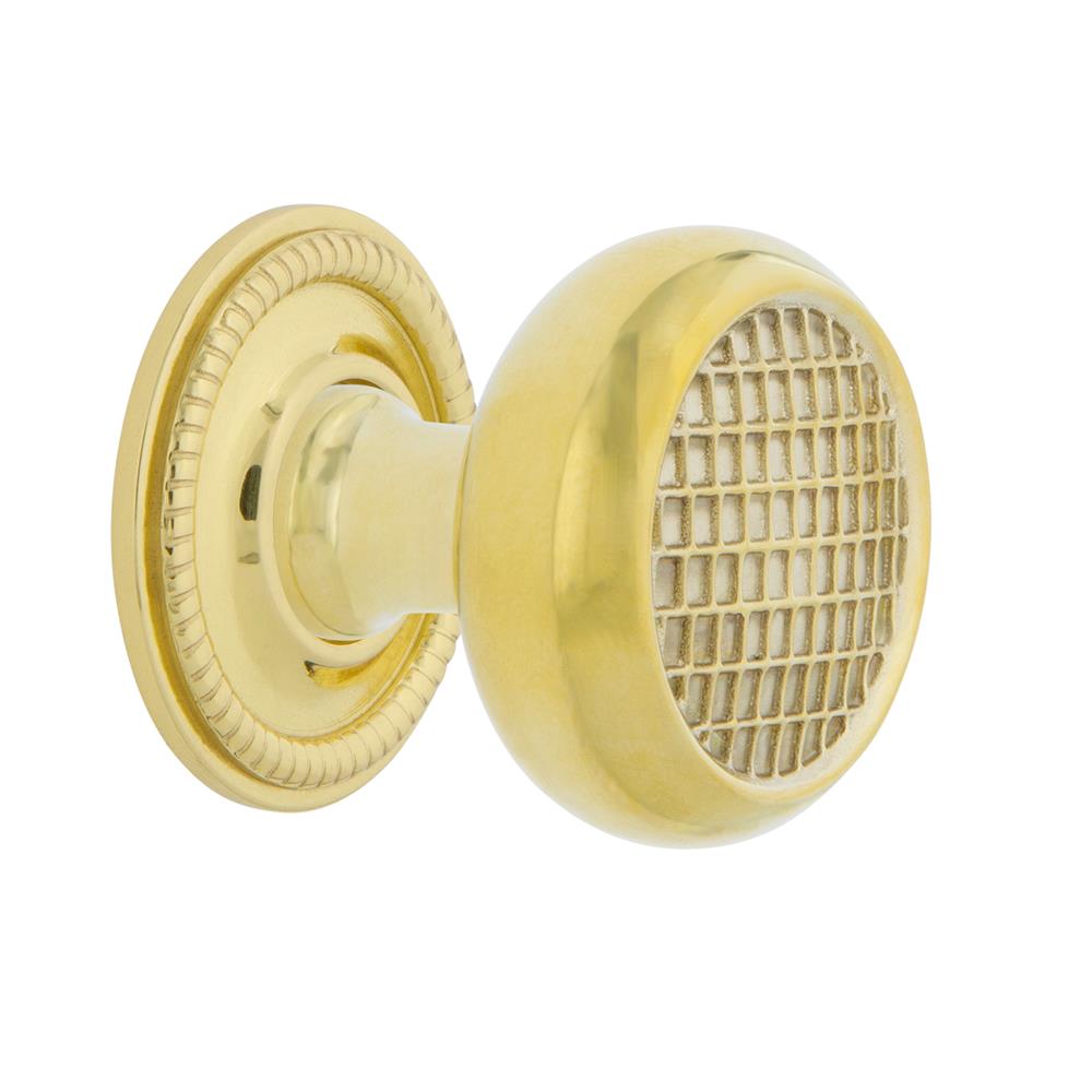 Nostalgic Warehouse 769450 Craftsman Brass 1 3/8" Cabinet Knob with Rope Rose in Unlacquered Brass