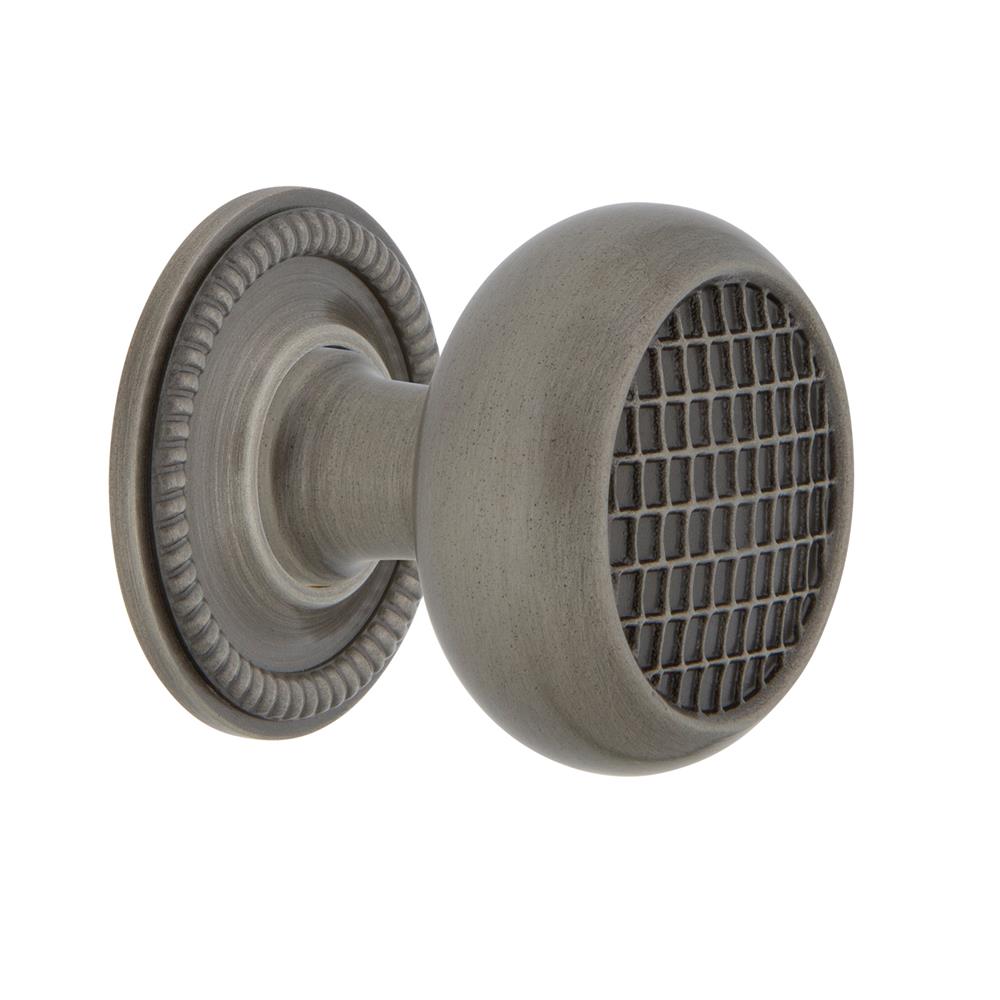 Nostalgic Warehouse 769453 Craftsman Brass 1 3/8" Cabinet Knob with Rope Rose in Antique Pewter