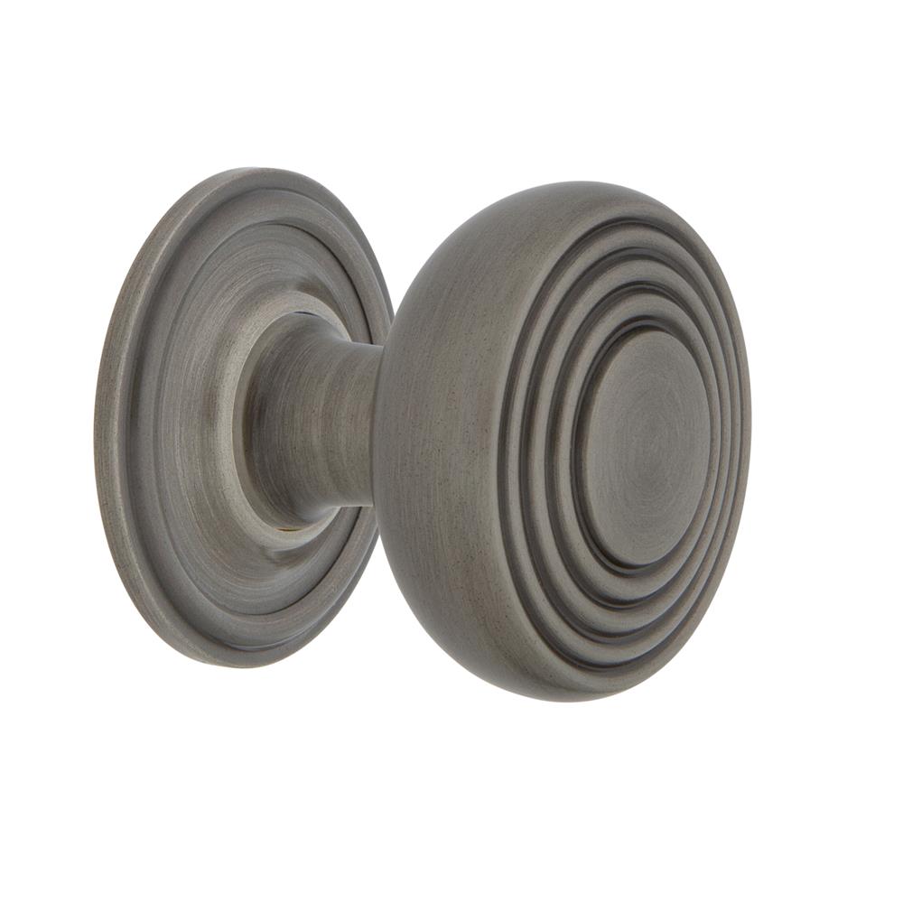 Nostalgic Warehouse 769460 Deco Brass 1 3/8" Cabinet Knob with Classic Rose in Antique Pewter