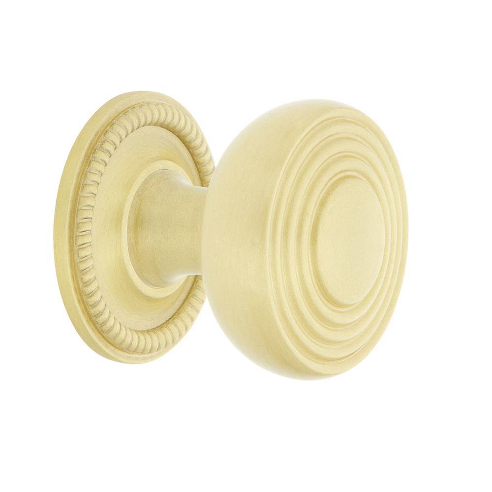 Nostalgic Warehouse 769467 Deco Brass 1 3/8" Cabinet Knob with Rope Rose in Satin Brass