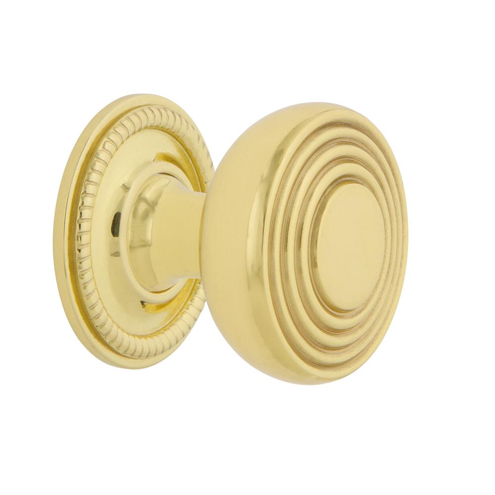 Nostalgic Warehouse 769468 Deco Brass 1 3/8" Cabinet Knob with Rope Rose in Polished Brass