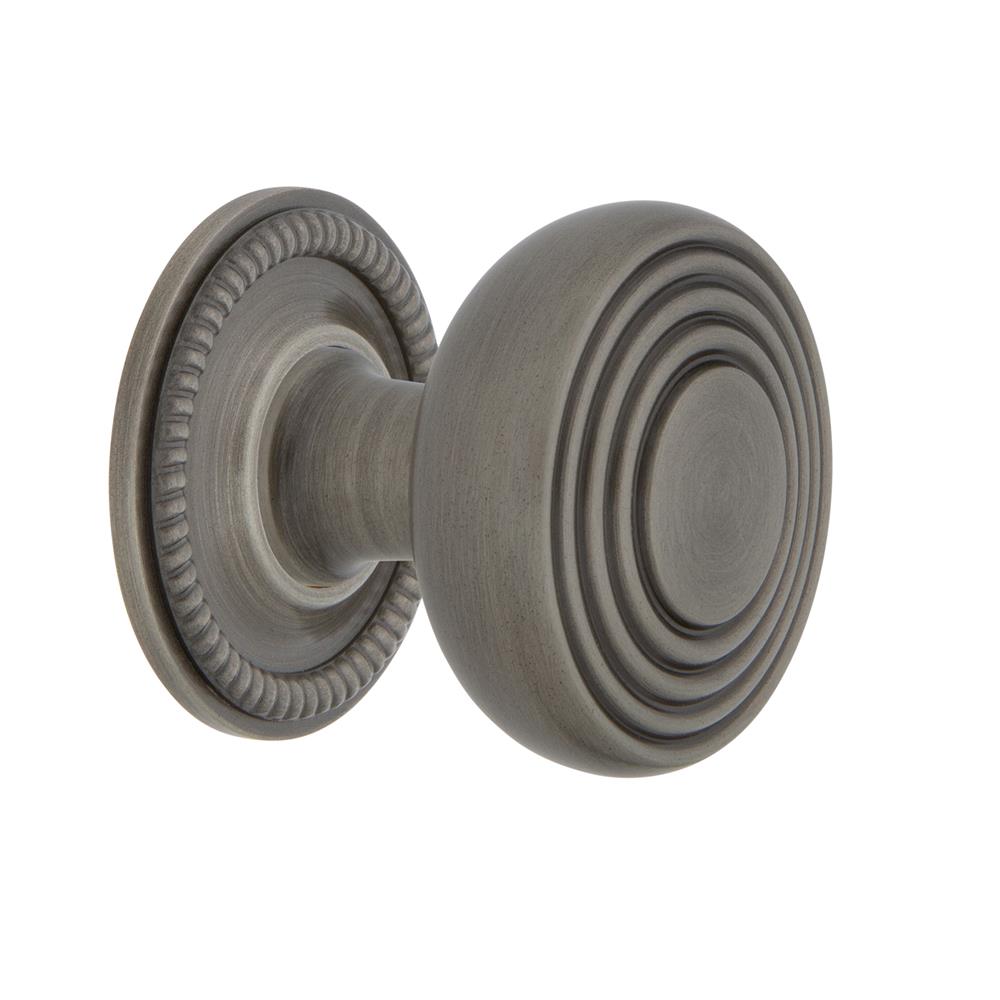 Nostalgic Warehouse 769469 Deco Brass 1 3/8" Cabinet Knob with Rope Rose in Antique Pewter