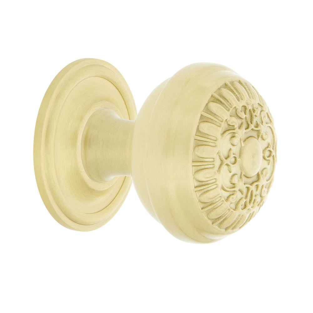 Nostalgic Warehouse 769476 Egg And Dart Brass 1 3/8" Cabinet Knob with Classic Rose in Satin Brass