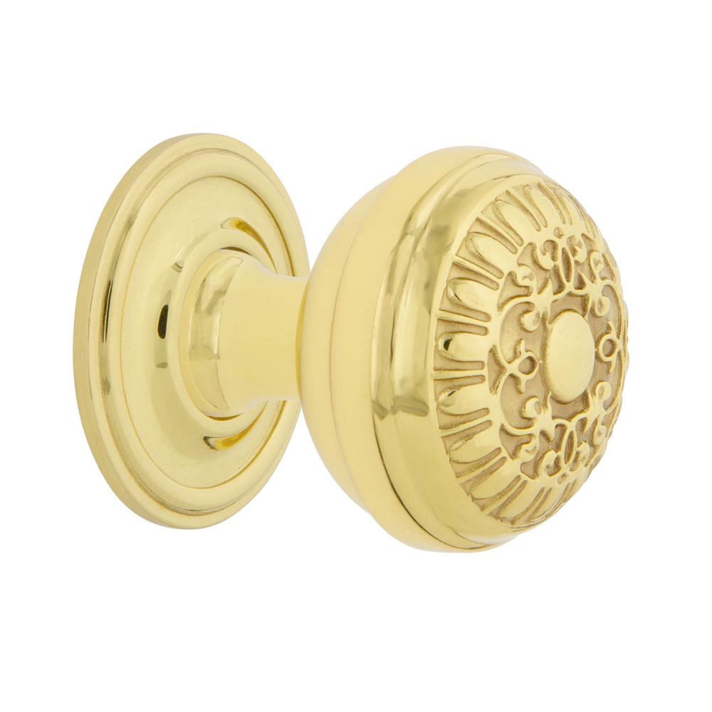 Nostalgic Warehouse 769477 Egg And Dart Brass 1 3/8" Cabinet Knob with Classic Rose in Unlacquered Brass