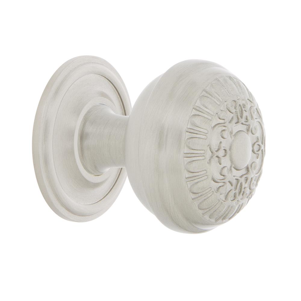 Nostalgic Warehouse 769479 Egg And Dart Brass 1 3/8" Cabinet Knob with Classic Rose in Satin Nickel