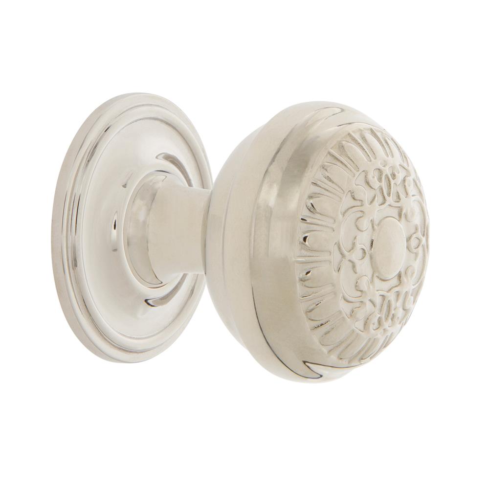 Nostalgic Warehouse 769482 Egg And Dart Brass 1 3/8" Cabinet Knob with Classic Rose in Polished Nickel