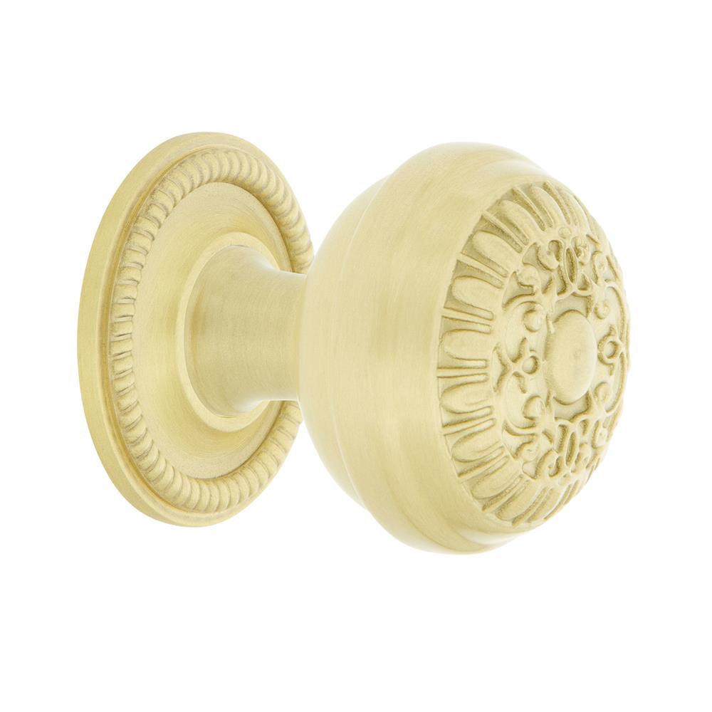 Nostalgic Warehouse 769485 Egg And Dart Brass 1 3/8" Cabinet Knob with Rope Rose in Satin Brass