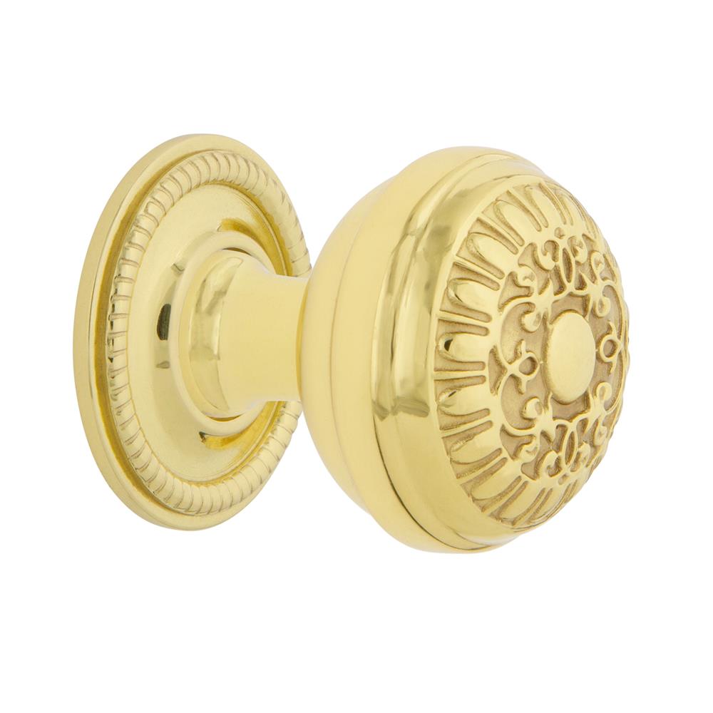 Nostalgic Warehouse 769486 Egg And Dart Brass 1 3/8" Cabinet Knob with Rope Rose in Unlacquered Brass