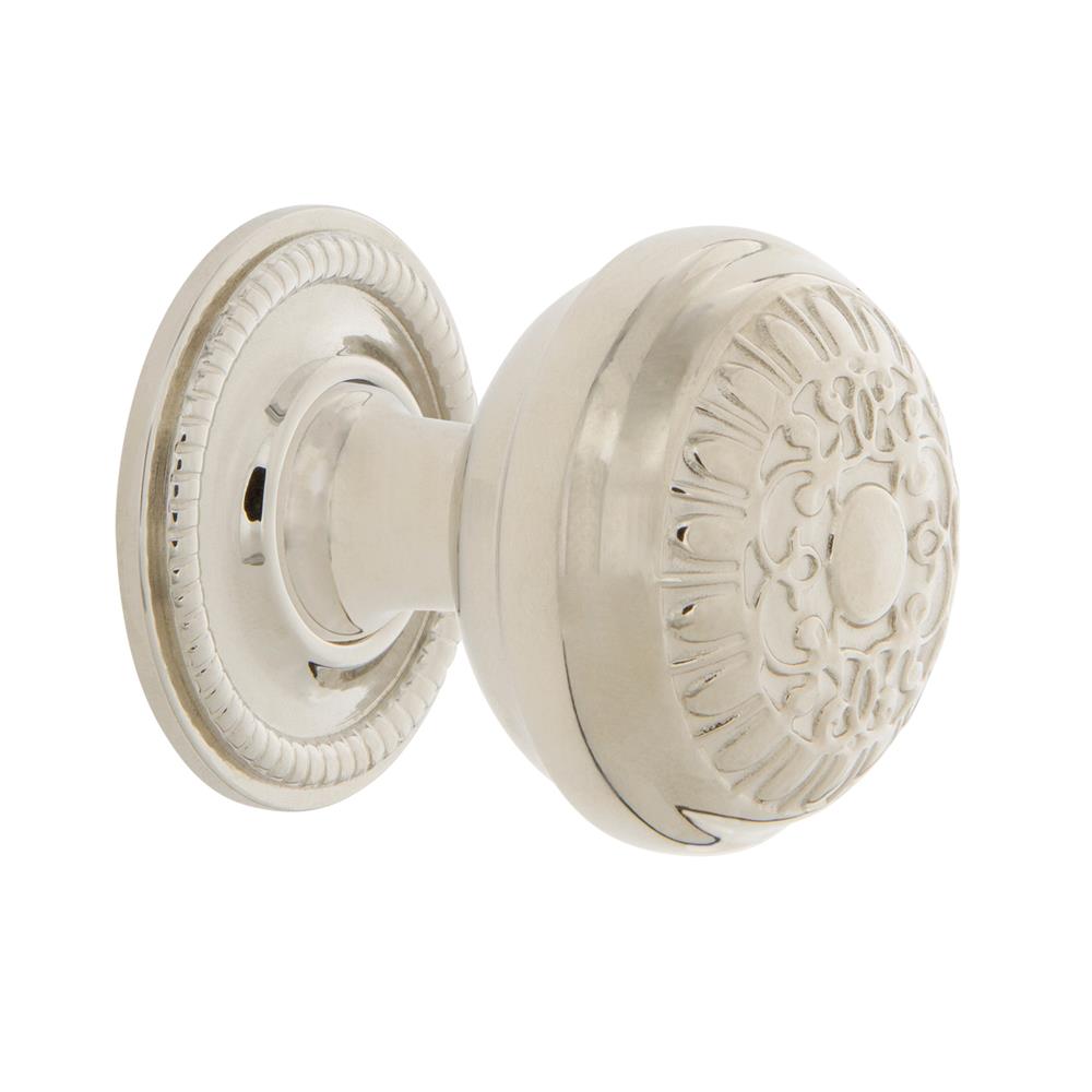 Nostalgic Warehouse 769491 Egg And Dart Brass 1 3/8" Cabinet Knob with Rope Rose in Polished Nickel