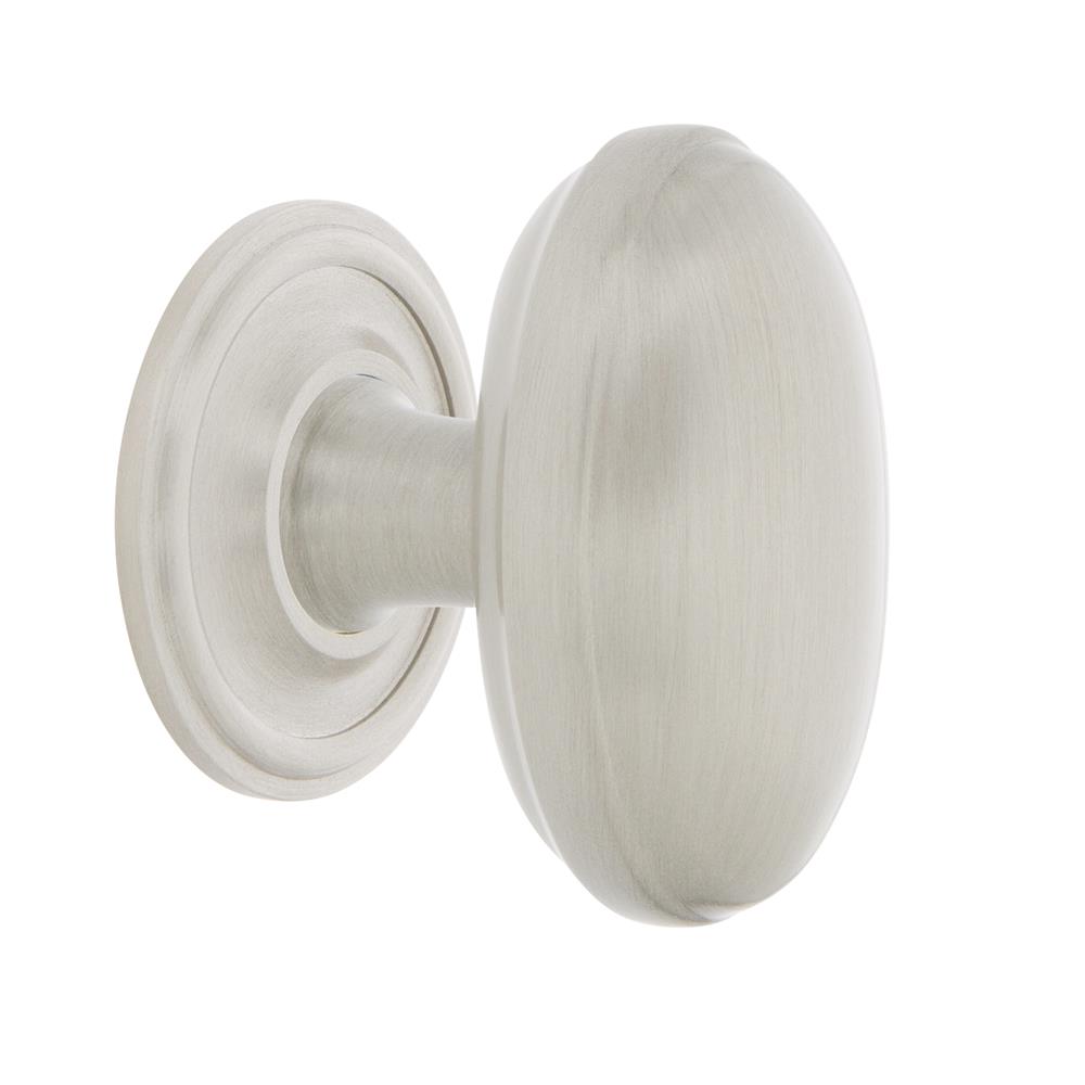 Nostalgic Warehouse 769496 Homestead Brass 1 3/4" Cabinet Knob with Classic Rose in Satin Nickel