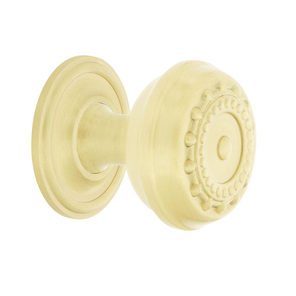 Nostalgic Warehouse 769512 Meadows Brass 1 3/8" Cabinet Knob with Classic Rose in Satin Brass