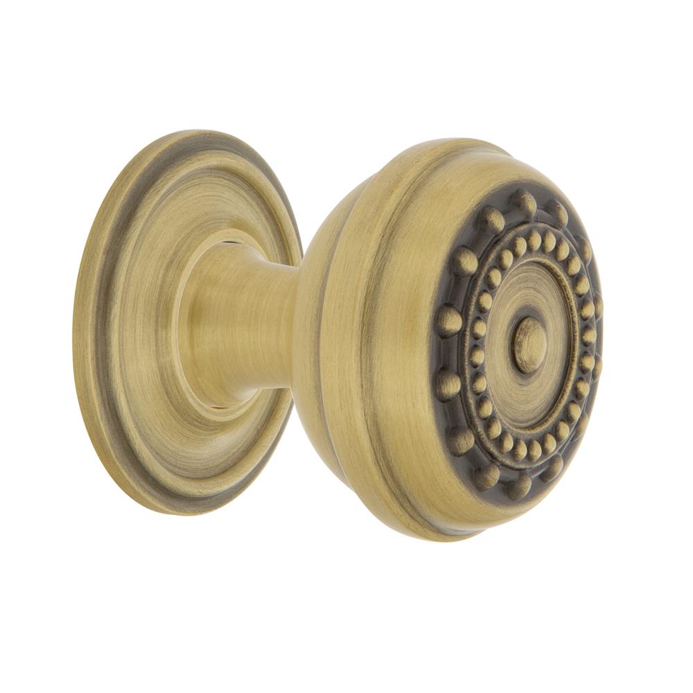 Nostalgic Warehouse 769513 Meadows Brass 1 3/8" Cabinet Knob with Classic Rose in Antique Brass