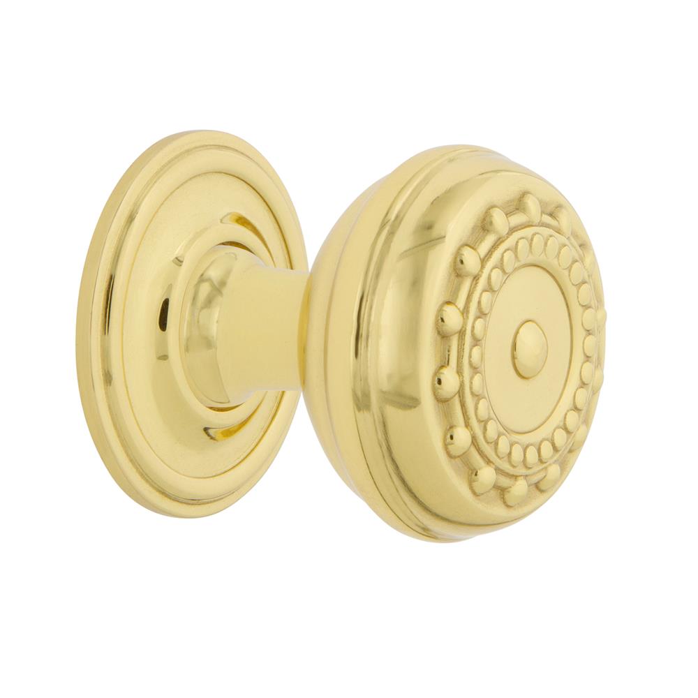 Nostalgic Warehouse 769515 Meadows Brass 1 3/8" Cabinet Knob with Classic Rose in Unlacquered Brass