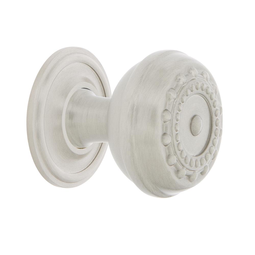 Nostalgic Warehouse 769517 Meadows Brass 1 3/8" Cabinet Knob with Classic Rose in Satin Nickel