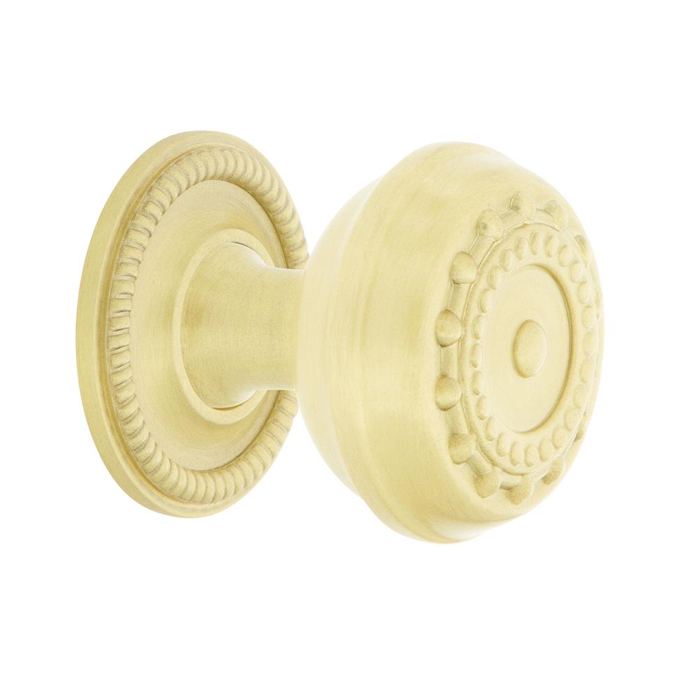 Nostalgic Warehouse 769521 Meadows Brass 1 3/8" Cabinet Knob with Rope Rose in Satin Brass