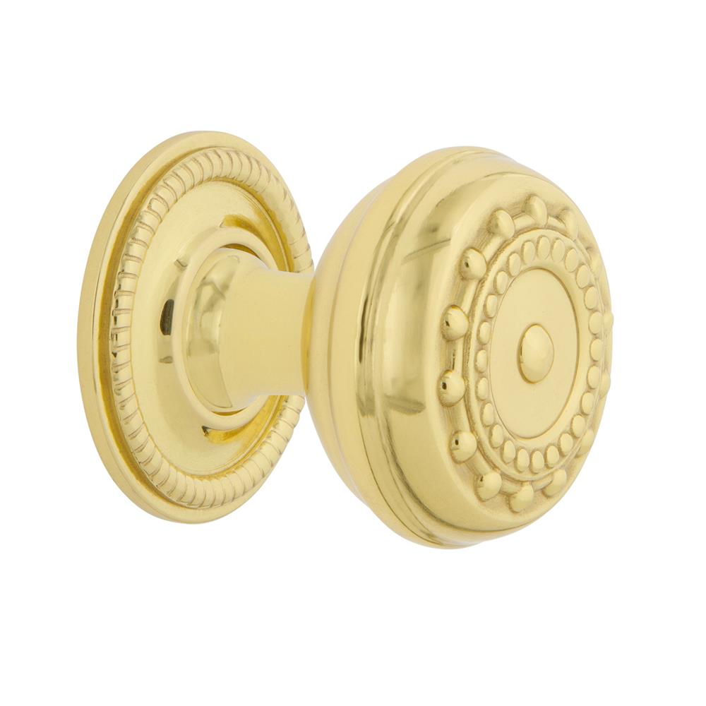 Nostalgic Warehouse 769524 Meadows Brass 1 3/8" Cabinet Knob with Rope Rose in Unlacquered Brass