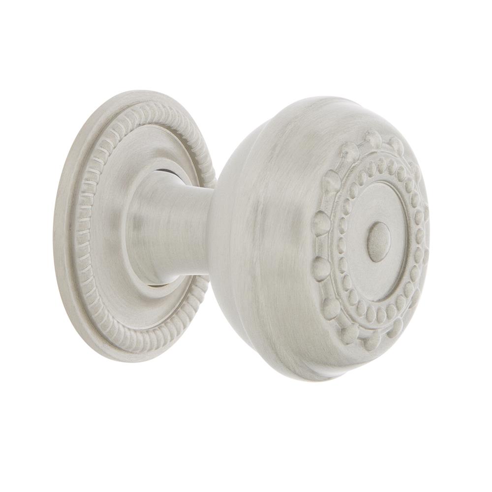 Nostalgic Warehouse 769526 Meadows Brass 1 3/8" Cabinet Knob with Rope Rose in Satin Nickel