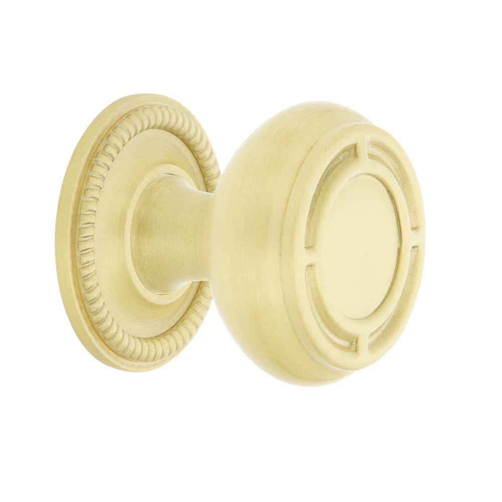 Nostalgic Warehouse 769539 Mission Brass 1 3/8" Cabinet Knob with Rope Rose in Satin Brass