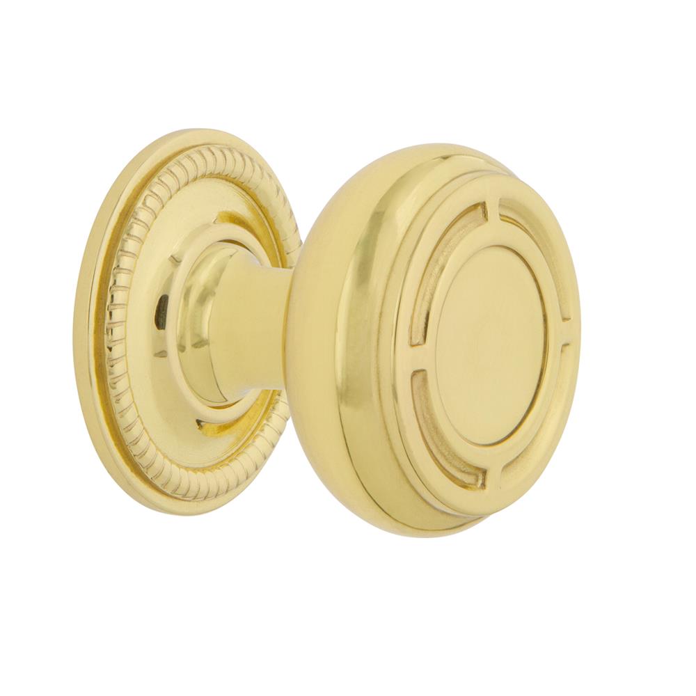 Nostalgic Warehouse 769540 Mission Brass 1 3/8" Cabinet Knob with Rope Rose in Polished Brass