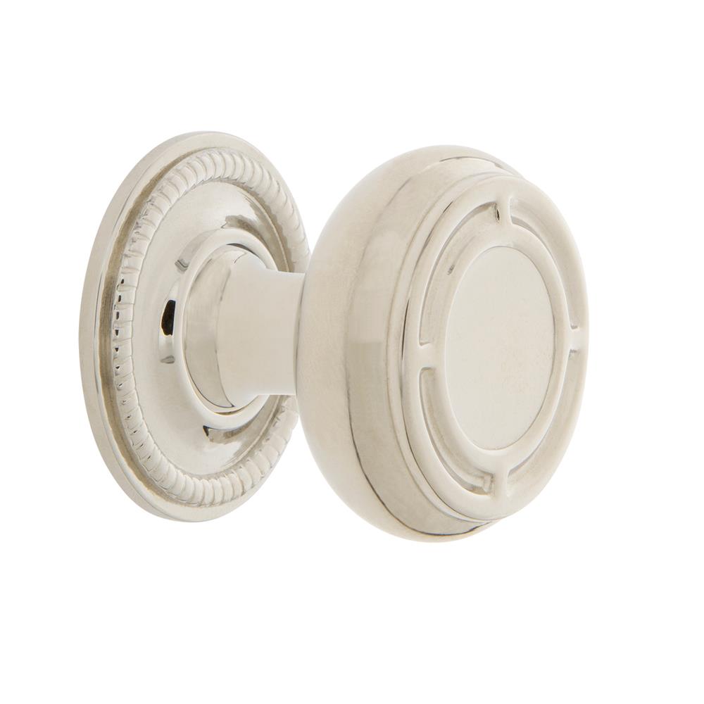 Nostalgic Warehouse 769544 Mission Brass 1 3/8" Cabinet Knob with Rope Rose in Polished Nickel