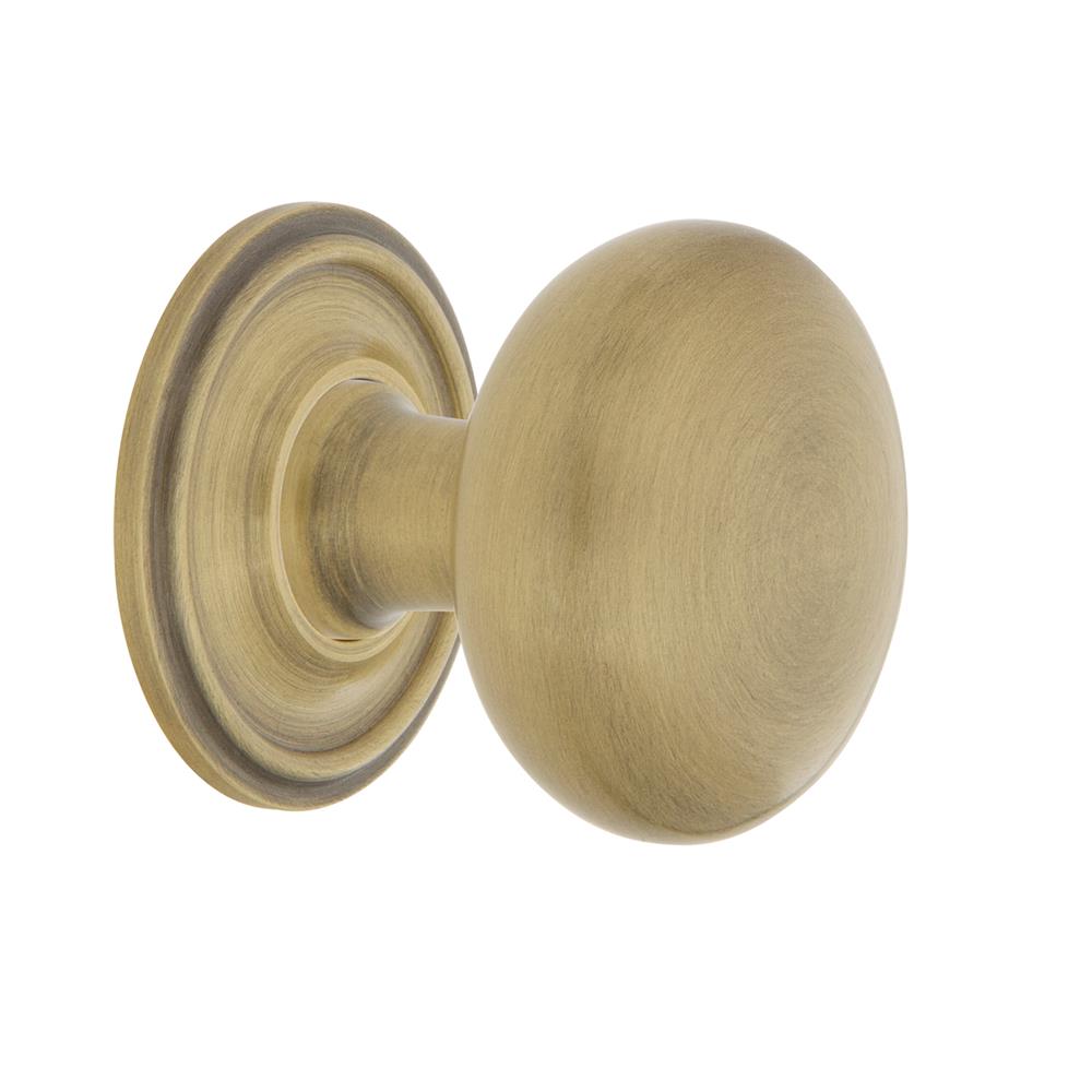 Nostalgic Warehouse 769550 New York Brass 1 3/8" Cabinet Knob with Classic Rose in Antique Brass