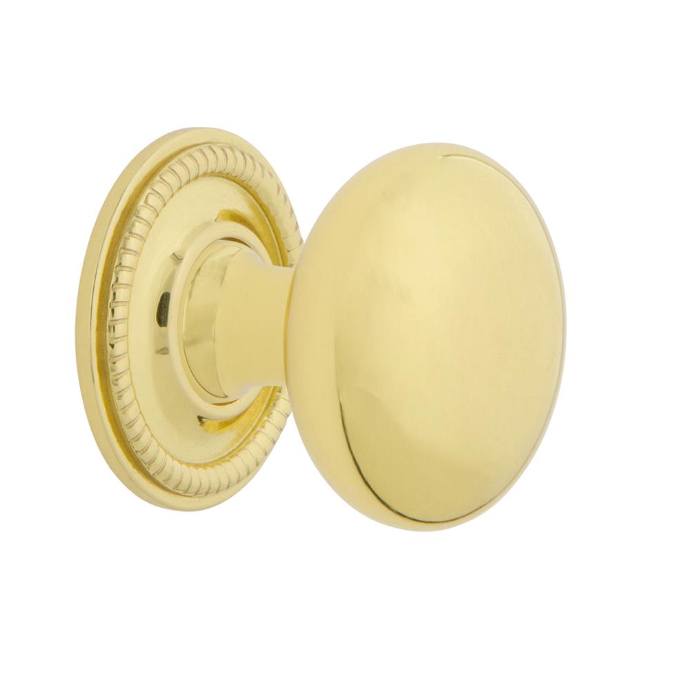 Nostalgic Warehouse 769564 New York Brass 1 3/8" Cabinet Knob with Rope Rose in Unlacquered Brass