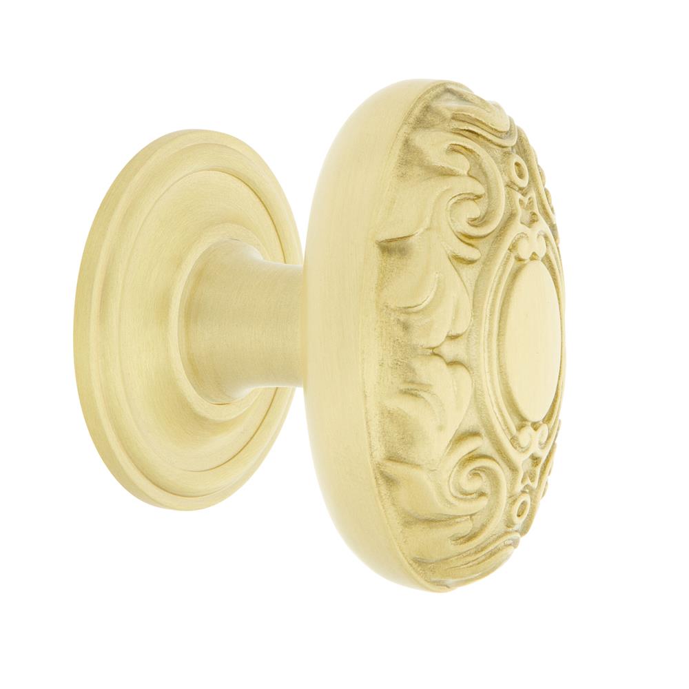 Nostalgic Warehouse 769566 Victorian Brass 1 3/4" Cabinet Knob with Classic Rose in Satin Brass