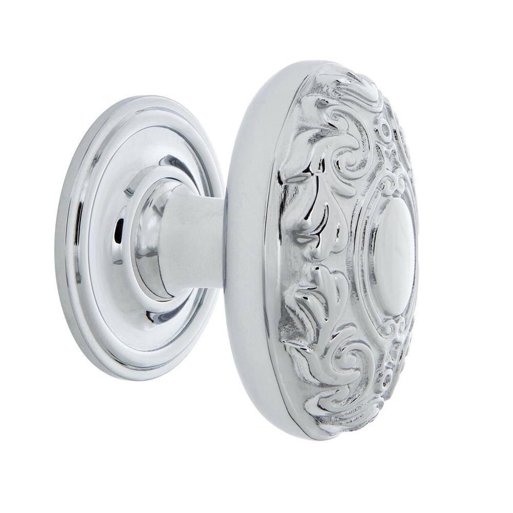 Nostalgic Warehouse 769569 Victorian Brass 1 3/4" Cabinet Knob with Classic Rose in Bright Chrome