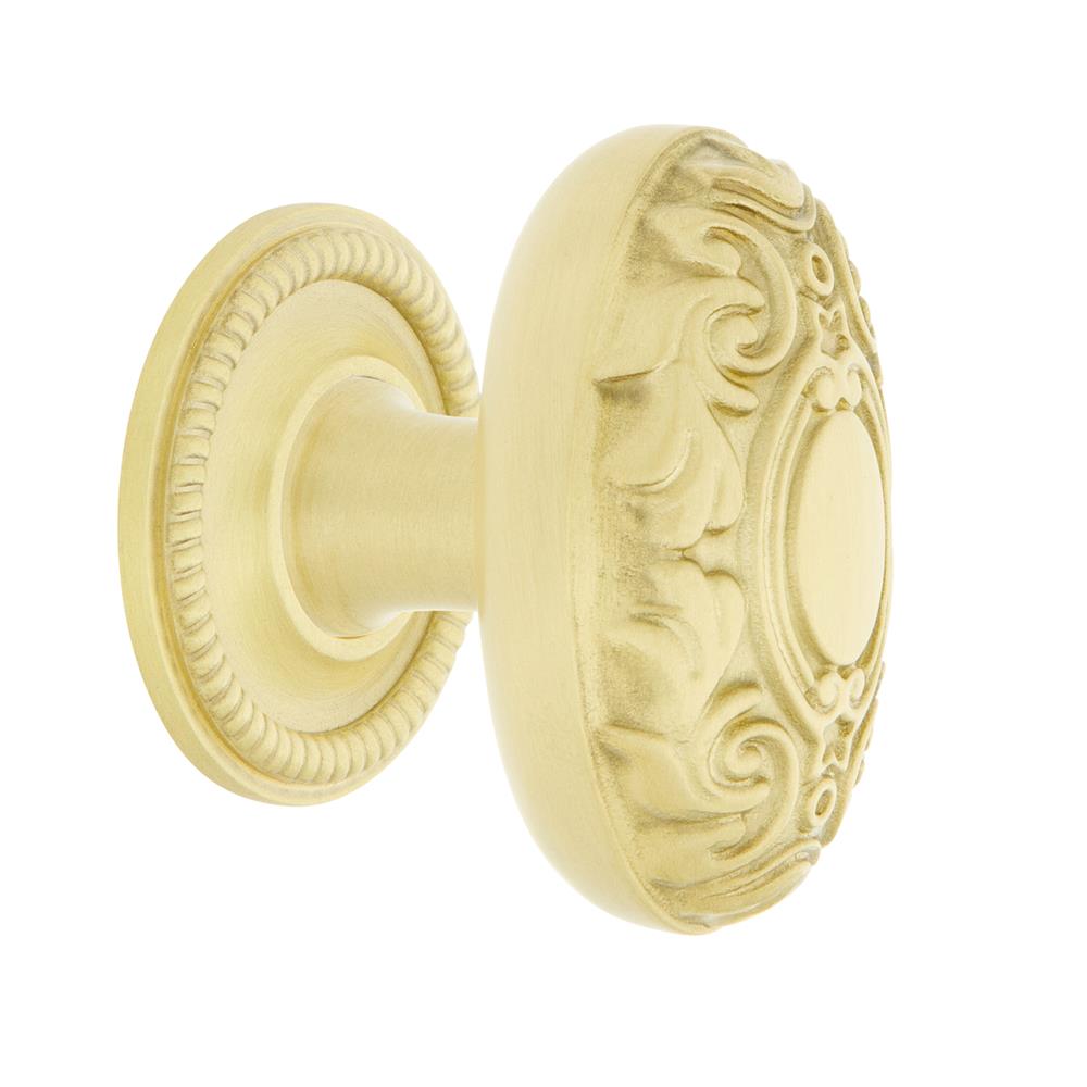 Nostalgic Warehouse 769575 Victorian Brass 1 3/4" Cabinet Knob with Rope Rose in Satin Brass