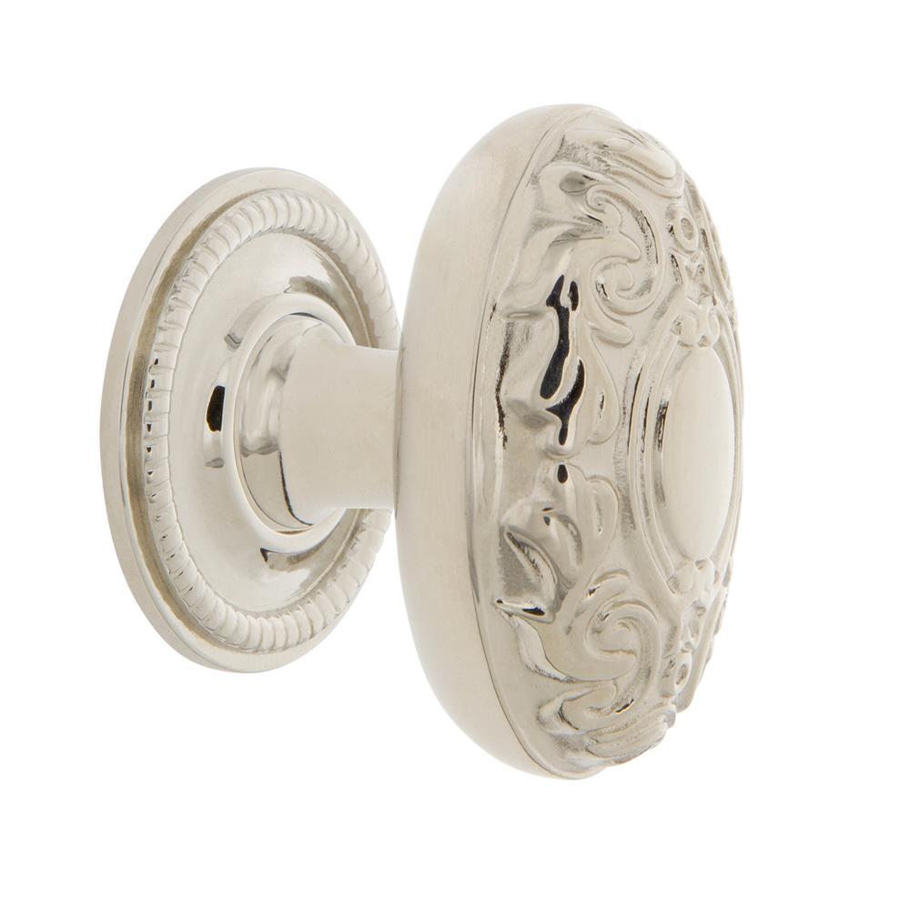 Nostalgic Warehouse 769576 Victorian Brass 1 3/4" Cabinet Knob with Rope Rose in Polished Nickel