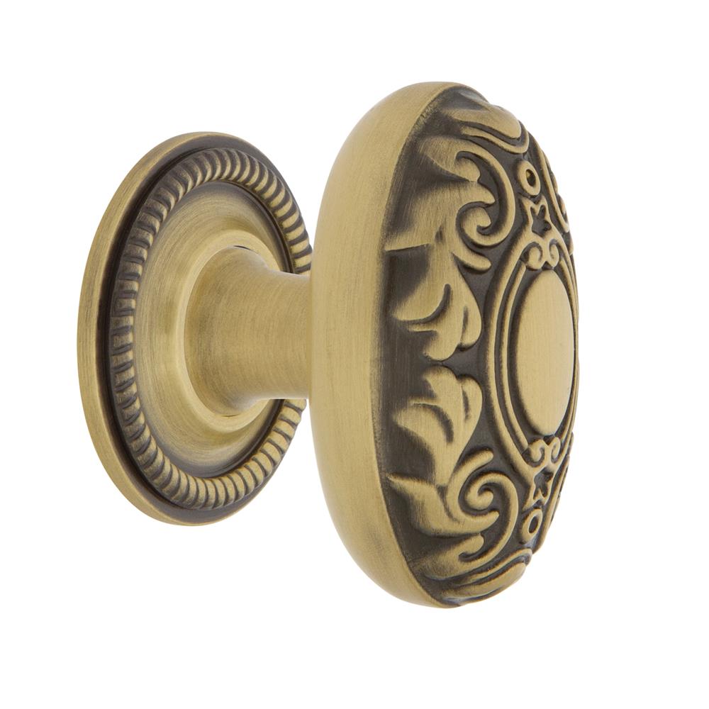 Nostalgic Warehouse 769577 Victorian Brass 1 3/4" Cabinet Knob with Rope Rose in Antique Brass