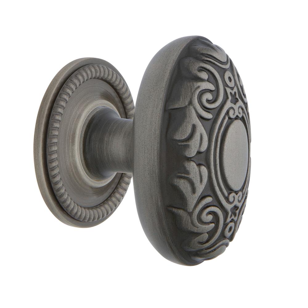 Nostalgic Warehouse 769580 Victorian Brass 1 3/4" Cabinet Knob with Rope Rose in Antique Pewter