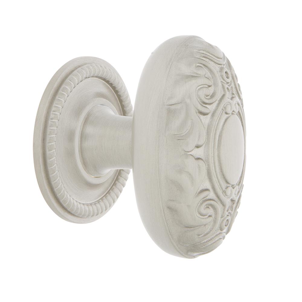 Nostalgic Warehouse 769581 Victorian Brass 1 3/4" Cabinet Knob with Rope Rose in Satin Nickel
