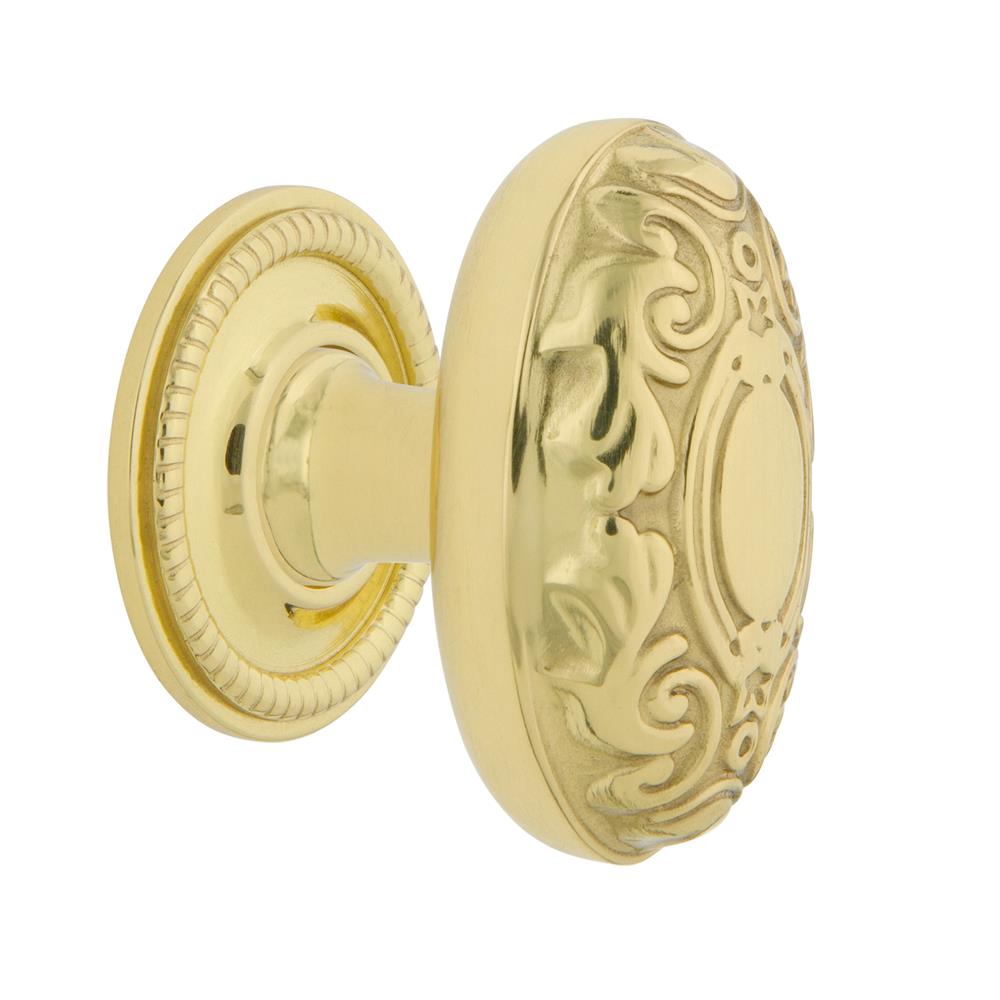 Nostalgic Warehouse 769582 Victorian Brass 1 3/4" Cabinet Knob with Rope Rose in Unlacquered Brass