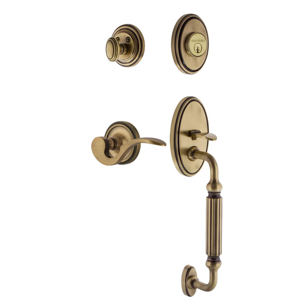 Nostalgic Warehouse CLAFGRMAN Classic Plate F Grip Entry Set Manor Lever in Antique Brass