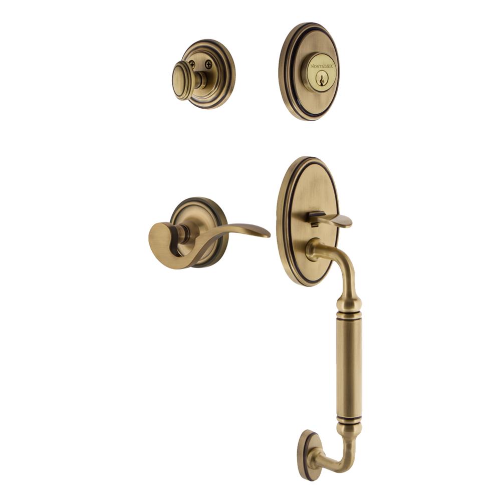 Nostalgic Warehouse CLACGRMAN Classic Plate C Grip Entry Set Manor Lever in Antique Brass