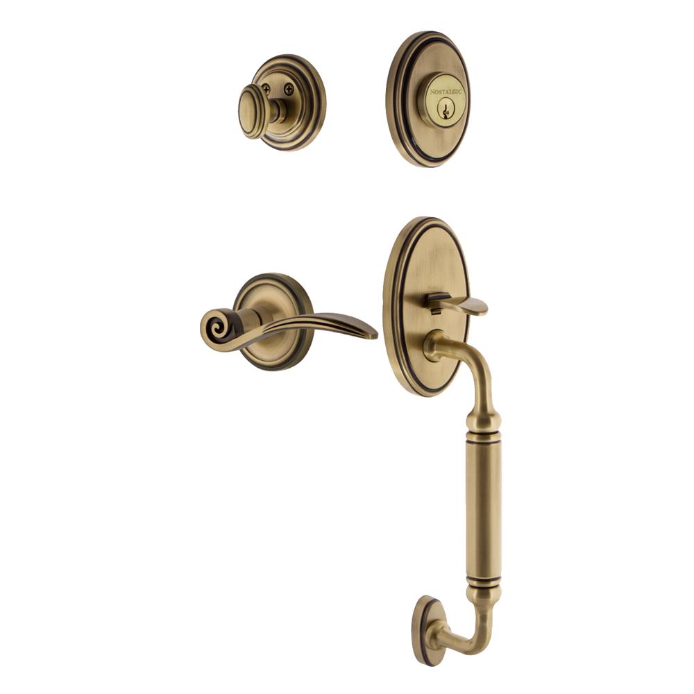 Nostalgic Warehouse CLACGRSWN Classic Plate C Grip Entry Set Swan Lever in Antique Brass 