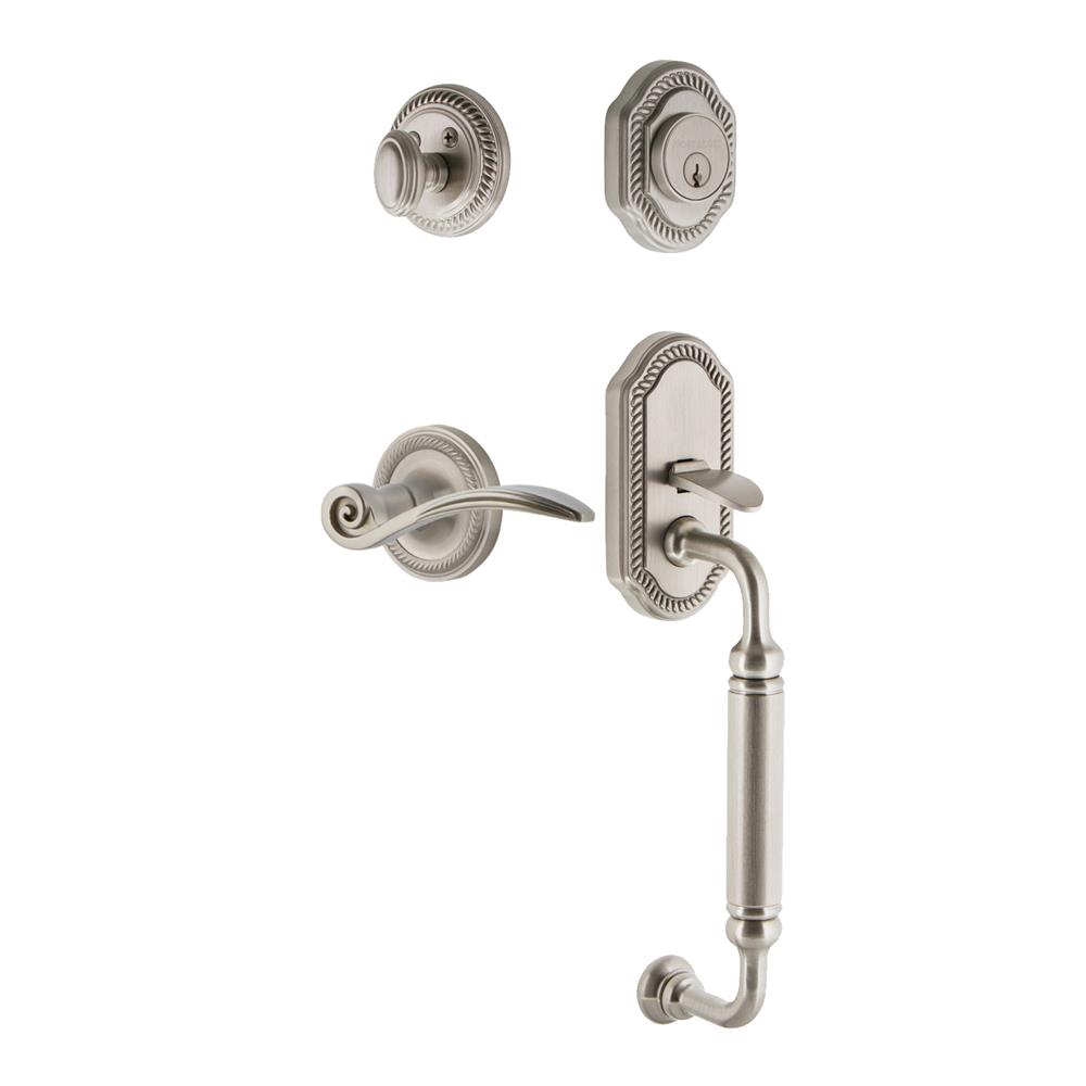 Nostalgic Warehouse ROPCGRSWN Rope Plate C Grip Entry Set Swan Lever in Satin Nickel 