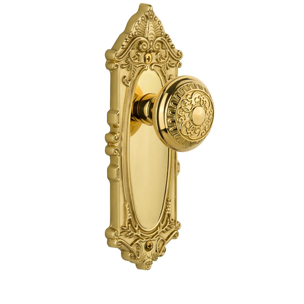Grandeur by Nostalgic Warehouse GVCWIN Grandeur Grande Victorian Plate Privacy with Windsor Knob in Polished Brass