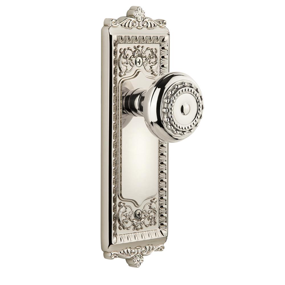 Grandeur by Nostalgic Warehouse WINPAR Grandeur Windsor Plate Double Dummy with Parthenon knob in Polished Nickel