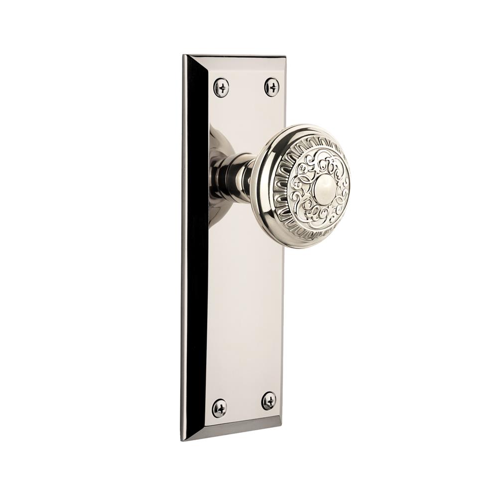 Grandeur by Nostalgic Warehouse FAVWIN Grandeur Fifth Avenue Plate Passage with Windsor Knob in Polished Nickel