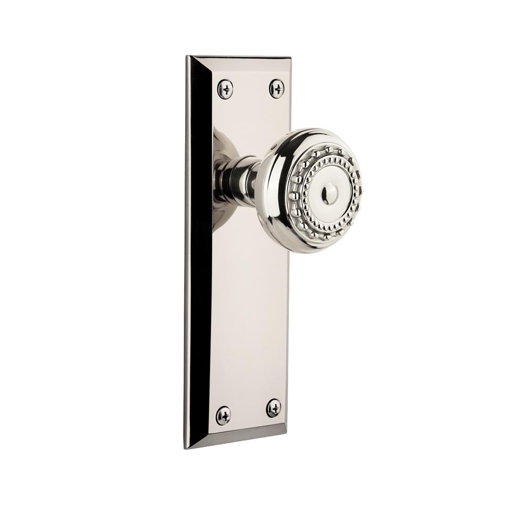 Grandeur by Nostalgic Warehouse FAVPAR Grandeur Fifth Avenue Plate Privacy with Parthenon Knob in Polished Nickel