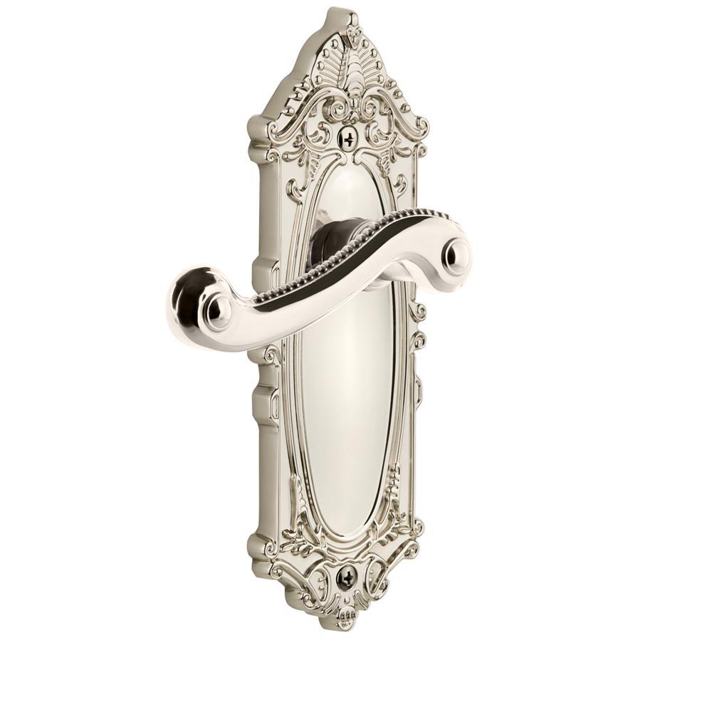 Grandeur by Nostalgic Warehouse GVCNEW Grandeur Grande Victorian Plate Passage with Newport Lever in Polished Nickel